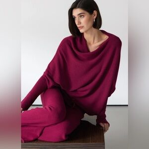 Jaki London Asymmetric Draped Sweater Off or On Shoulder Plum Size Medium/Large